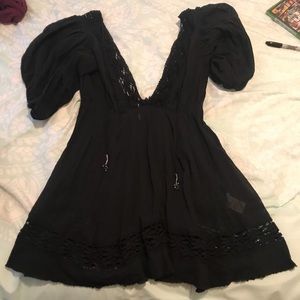 Deep Cut Black Dress